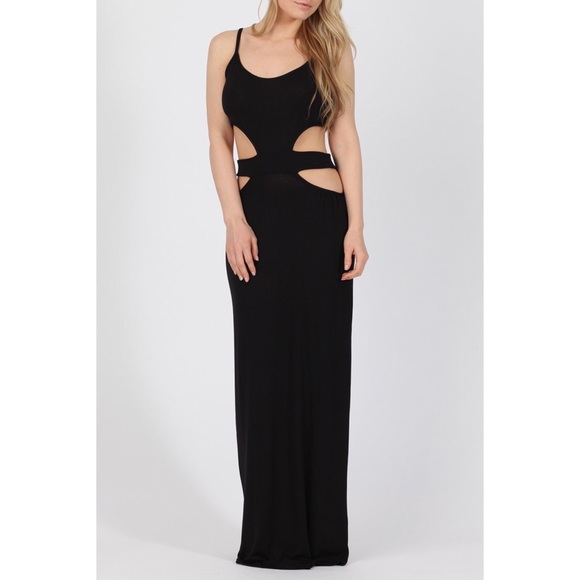 ONE LEFT! Black Waist Cutout Bodycon Maxi Dress - Picture 3 of 6